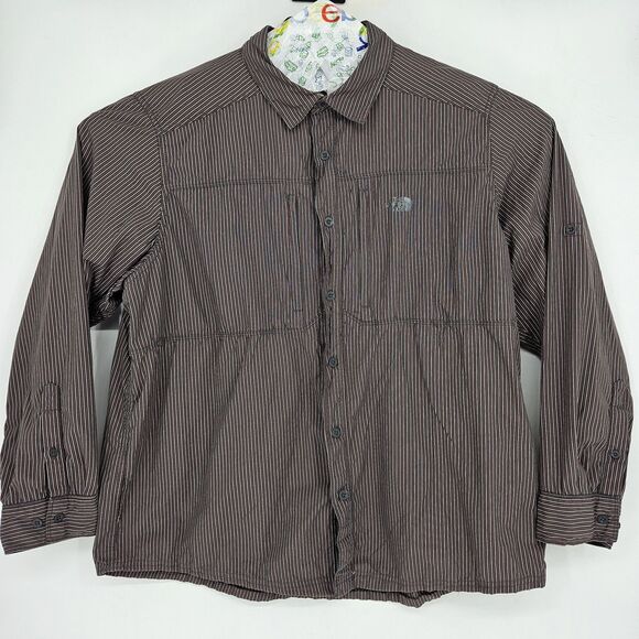 North Face Shirt Mens 2XL Striped Button Up Lightweight Nylon Hiking Outdoor - Picture 1 of 12